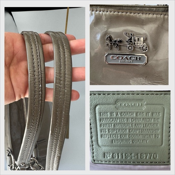 Coach 18770 Chelsea East West Shimmer Patent Leather Shoulder/Tote Bag + Wallet - Picture 14 of 15